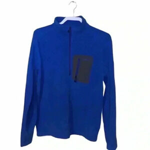 EDDIE BAUER FLEECE PULLOVER FIRSTACENT BLUE SWEATER FRONT ZIP MENS MEDIUM $60